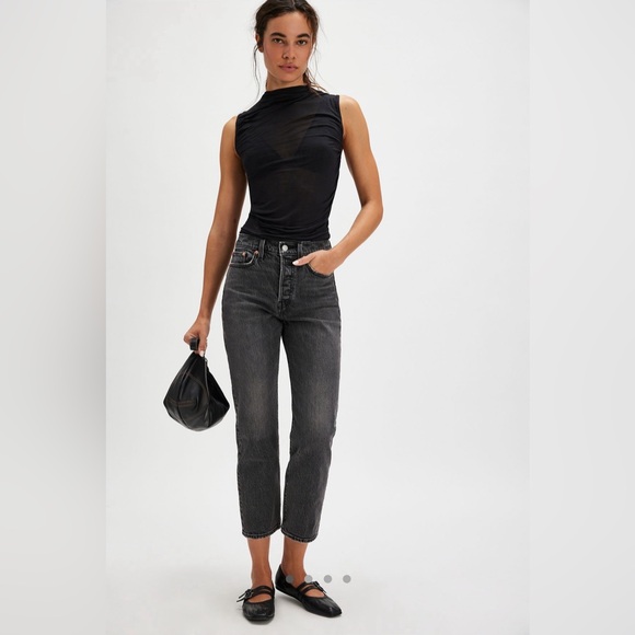 LEVI’S WEDGIE STRAIGHT JEANS | SIZE 27 | BLACK - Straight Leg Ankle Cropped - Picture 4 of 14